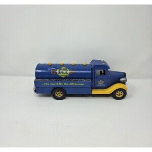 Vintage 1993 MAR Toys Blue Sunoco Tanker Truck Coin Bank JMC Missing Door
